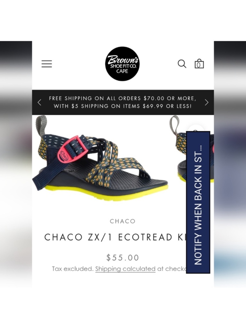 Chaco Kids Sport Sandal - Navy, Yellow & Pink Accent